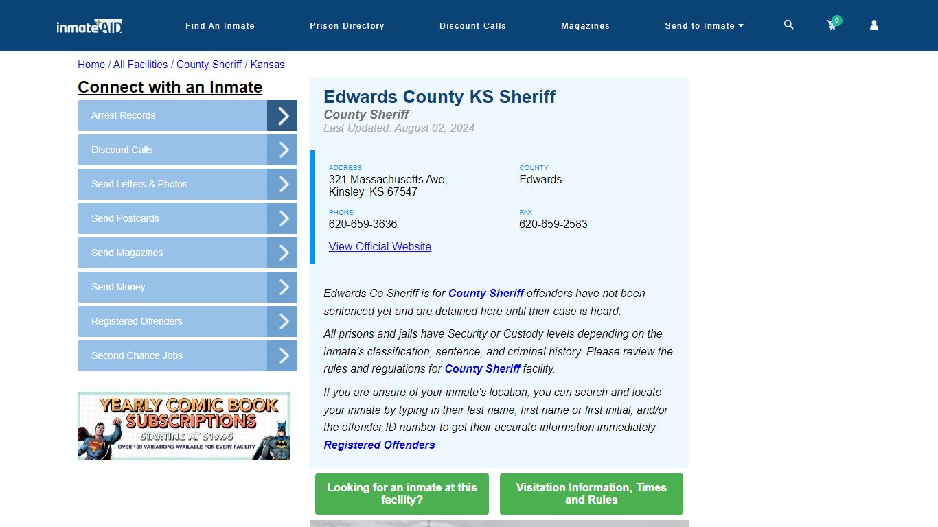 Edwards County KS Sheriff & Arrest Search - InmateAid