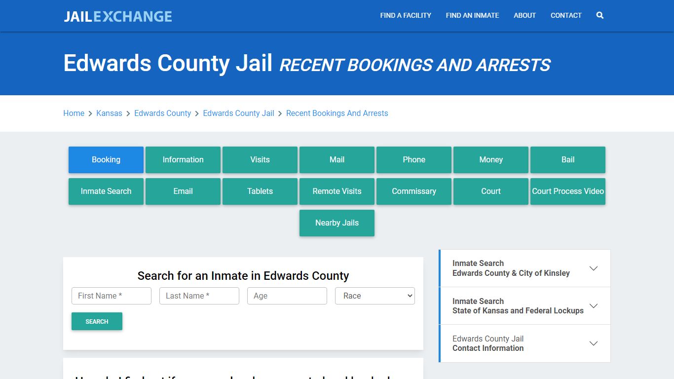 Edwards County Jail KS Recent Arrests and Bookings - Jail Exchange